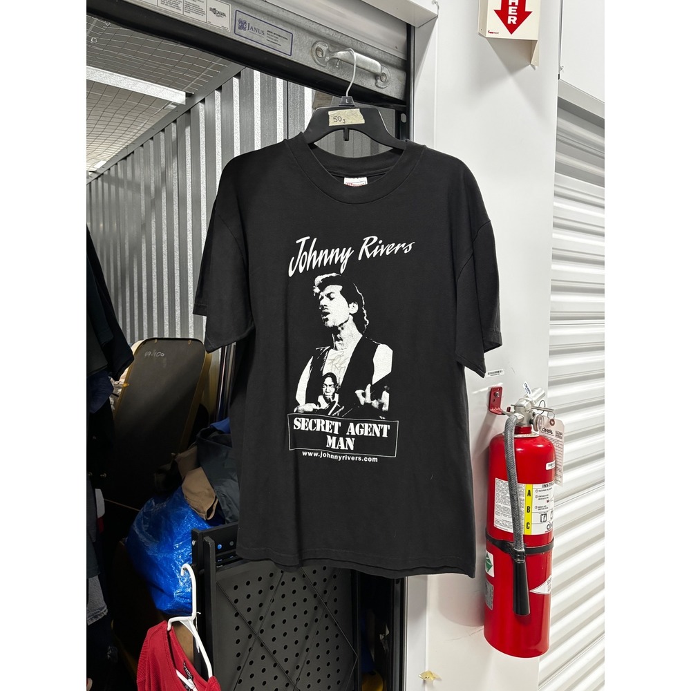 Vintage Johnny Rivers Secret Agent Man Soul City Hanes Beefy-T Shirt Black Large